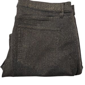 Ann Taylor Loft Slim Pockets Black & Gold Skinny Shimmer Jeans